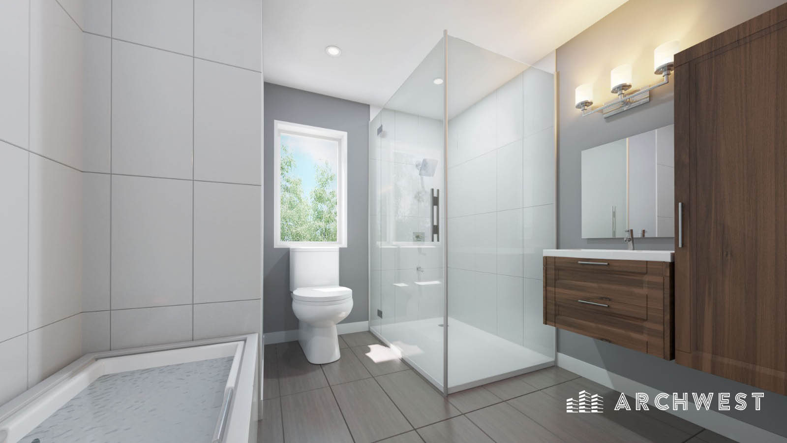 14. 3D Rendering of Bathroom with Bathtub , Texas, USA